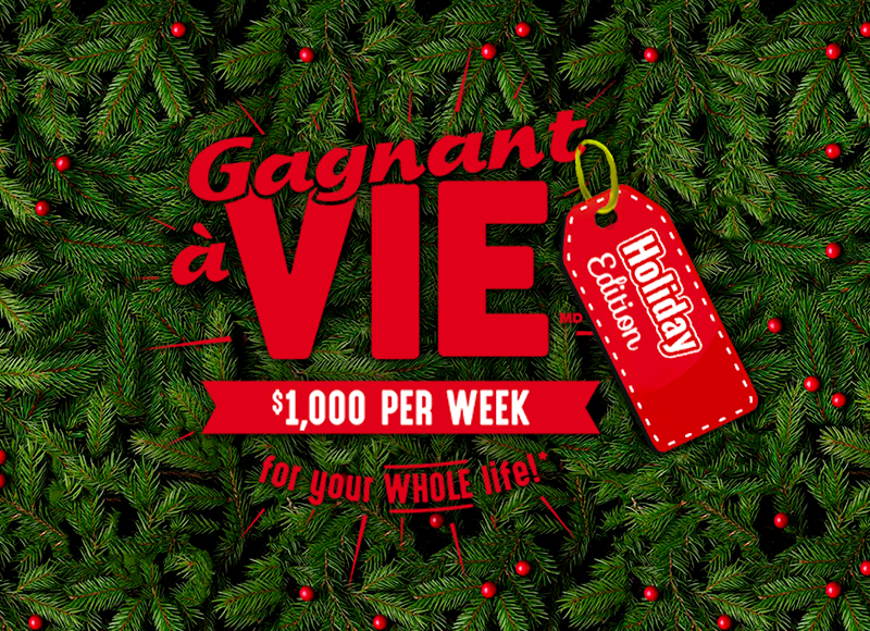 Play the Gagnant à vie Édition des fêtes online instant game on lotoquebec.com