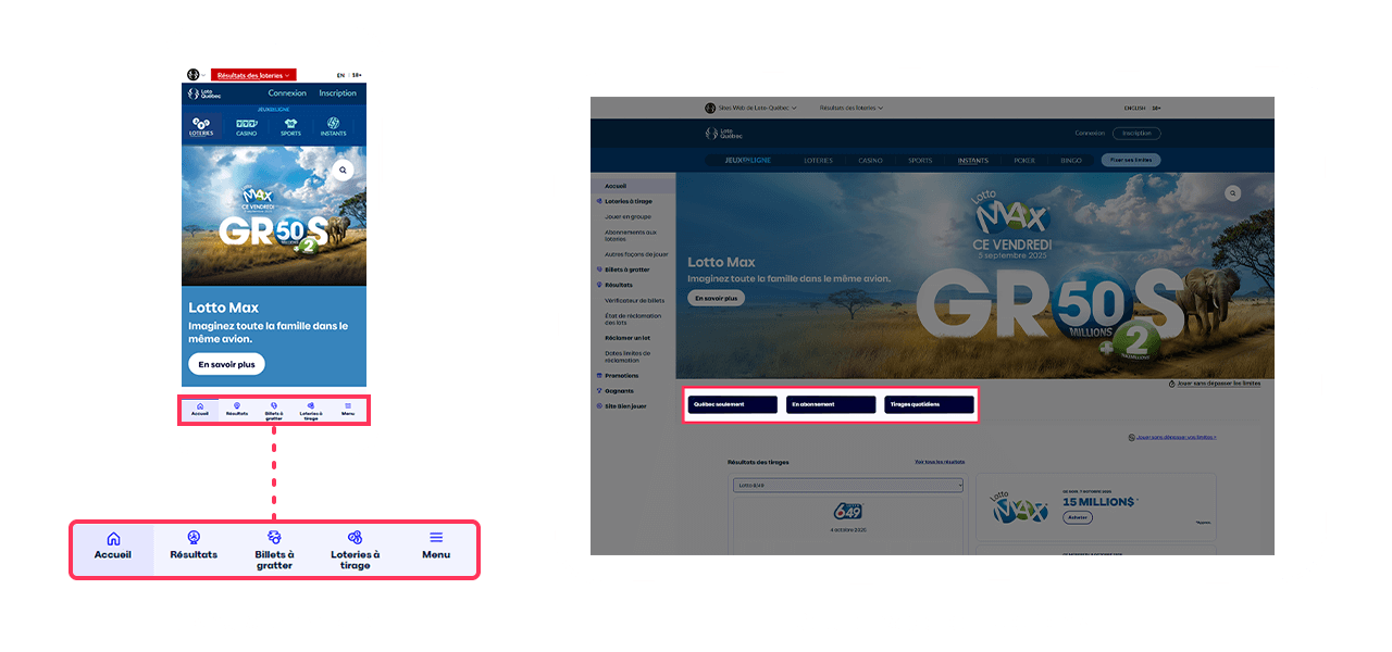 Nouvelle section Loteries, lotoquebec.com
