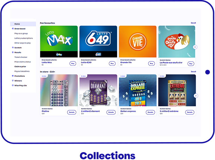 New Lotteries section, lotoquebec.com