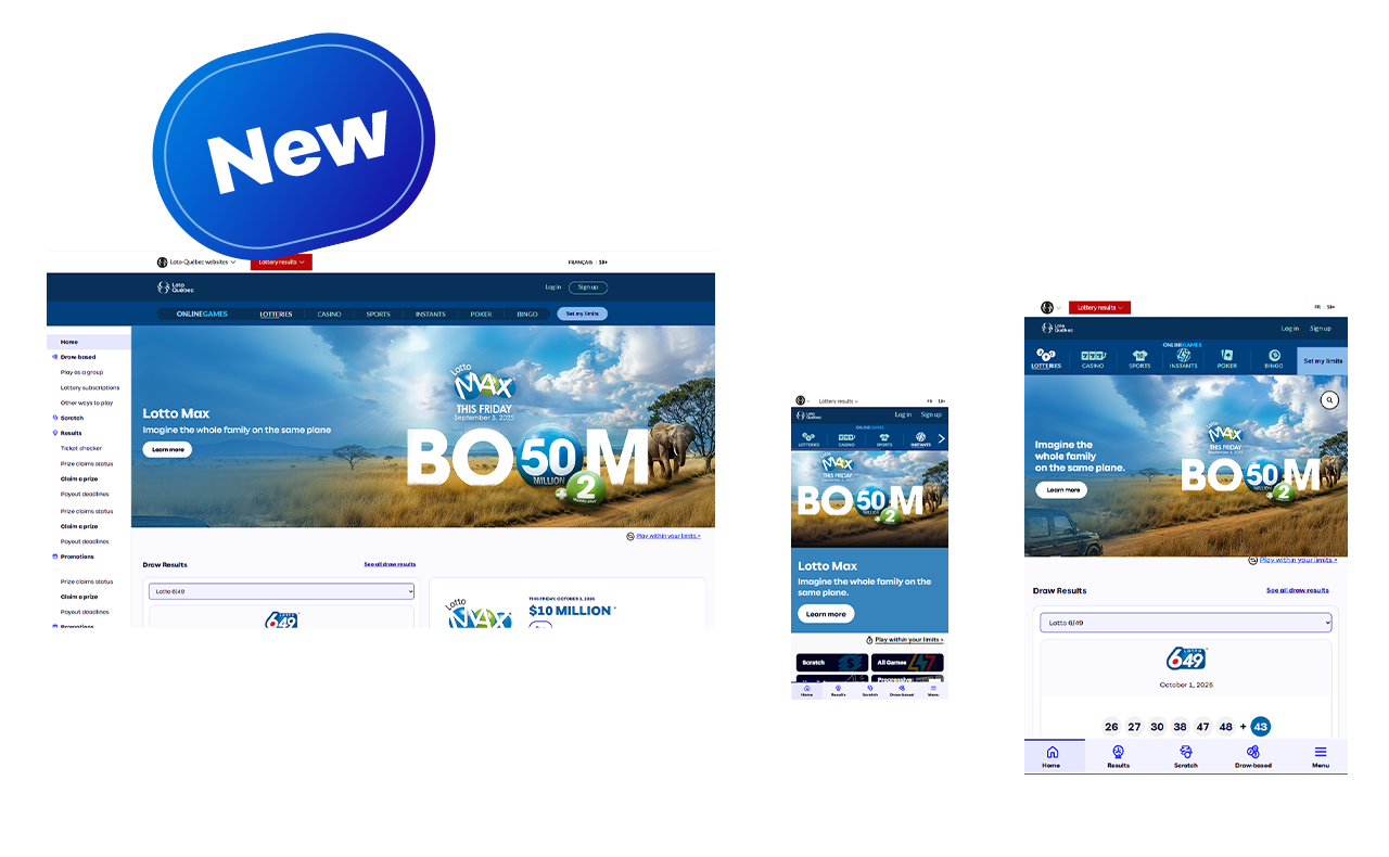 New Lotteries section, lotoquebec.com