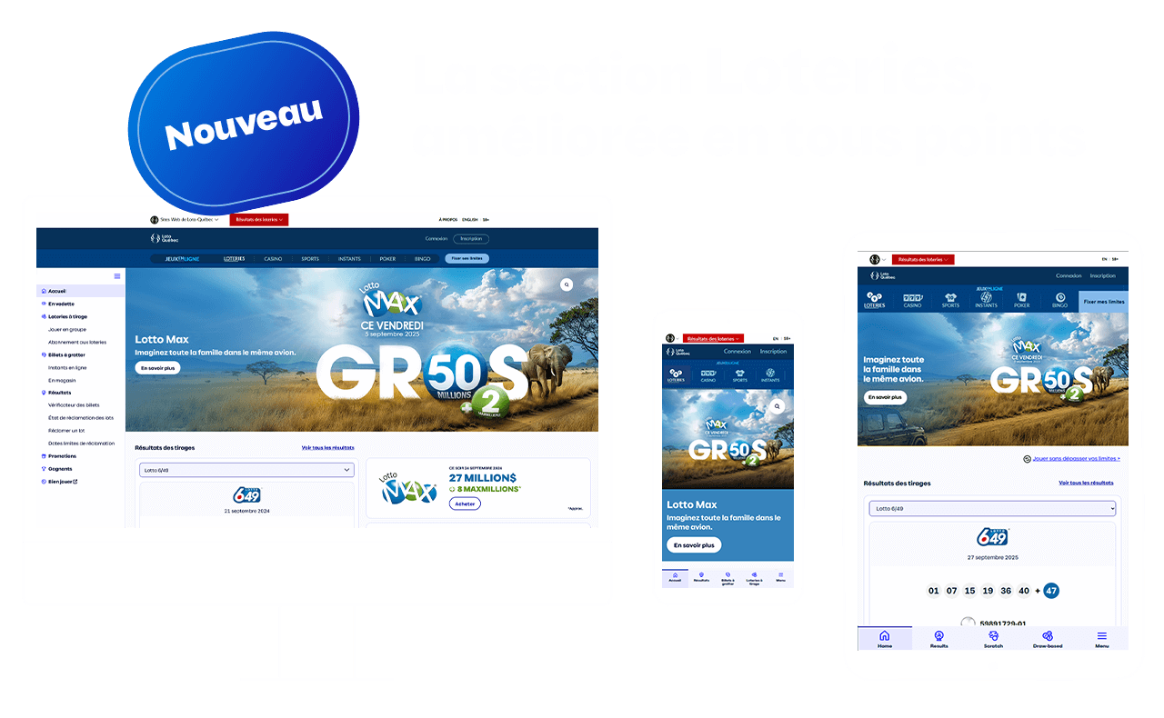 Nouvelle section Loteries, lotoquebec.com