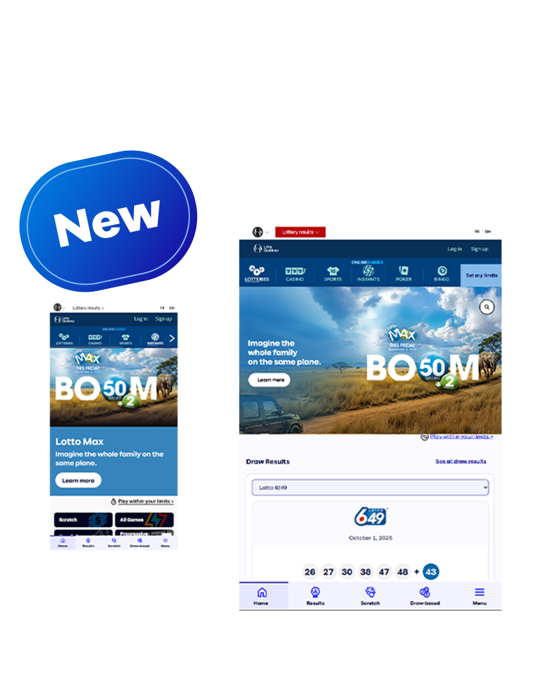 New Lotteries section, lotoquebec.com