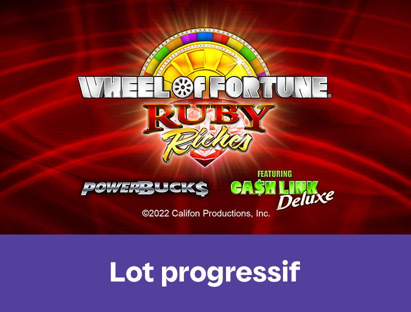 Jouer à la machine à sous en ligne Powerbucks Wheel of Fortune Ruby Riches sur lotoquebec.com